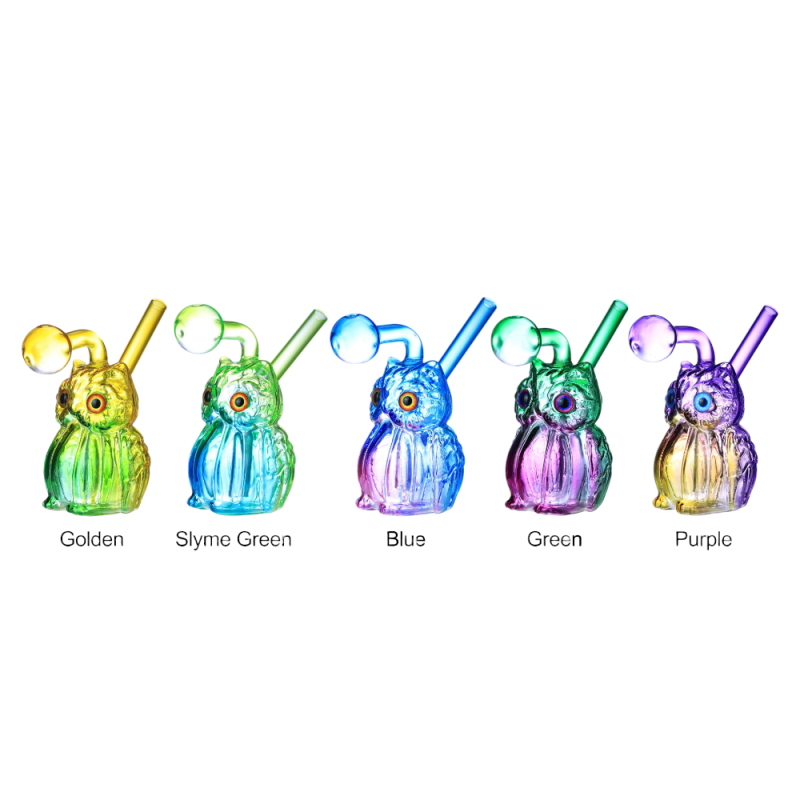 Clover Glass 5" Owl Shape Oil Bubbler Pipe