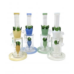8.5" Pineapple Perc Leaf Art Straight Water Pipe - [ZD167]