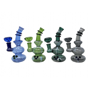 6" Color Tube Double Rim Rotating Art Water Pipe - [ZD177]