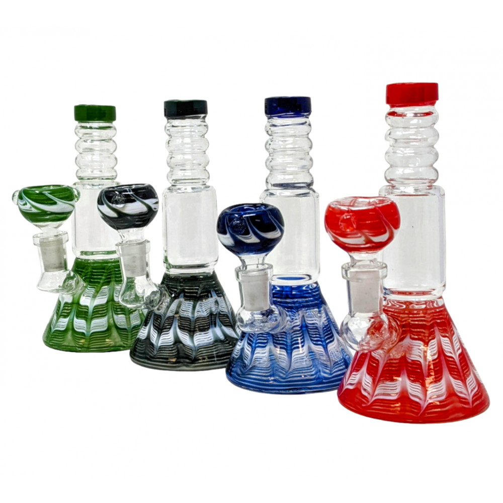 6" Rake Base Rim Neck Beaker Water Pipe Rig - [ZD232]