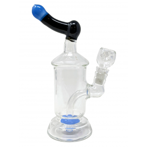 7" Colored Mouth with Bulit-In Perc Clear Body Water Pipe Rig - [ZD233]