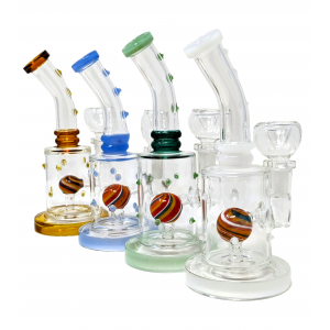 6" Multi Marble W/ Ball Perc Water Pipe - [ZD263]