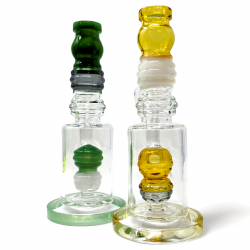 7.5" Streamlined Twirl Curved Neck & Perc Water Pipe [ZD291]