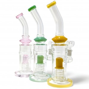 10" Simple & Clear Cut Matrix Style Perc Water Pipe Assorted Colors - [ZD310]