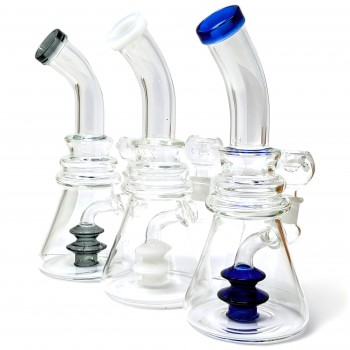 8" Stacked Rims, Smooth Hits Perc Water Pipe - [ZD318]