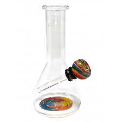 6" Wig Wag Bottom Glass On Rubber Beaker Water Pipe - [ZD50]