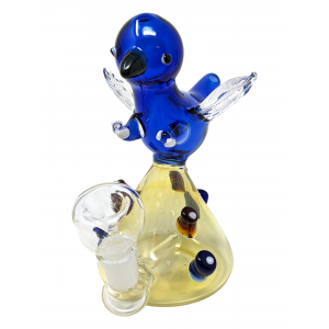 6.5" Silver Fumed Bird Head Mouthpiece Water Pipe Rig - [ZD85]