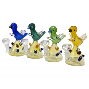 6.5" Silver Fumed Bird Head Mouthpiece Water Pipe Rig - [ZD85]