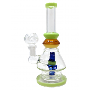 7" Double Ring Neck Built-In Perc Conical Water Pipe Rig - [ZD95]