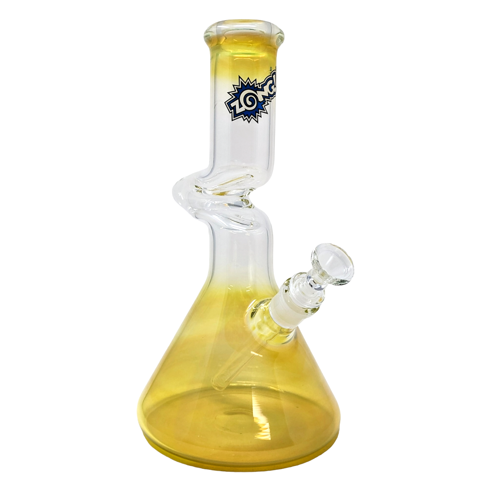 12" ZONG! Fat Bottom Silver Fumed 1-Kink Beaker Zong Water Pipe - [ZF100-BKS]