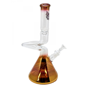 13.5" ZONG! Gold Fumed Beaker 2-Kink Zong Water Pipe - [ZMINI-BKU]