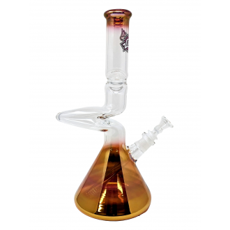 13.5" ZONG! Gold Fumed Beaker 2-Kink Zong Water Pipe - [ZMINI-BKU]