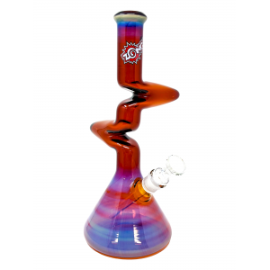 13.5" ZONG! Silver Fumed Ring Beaker 2-Kink Zong Water Pipe - [ZMINIC-BKS]