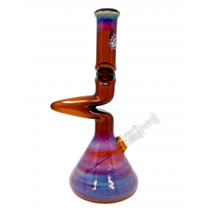 13.5" ZONG! Silver Fumed Ring Beaker 2-Kink Zong Water Pipe - [ZMINIC-BKS]