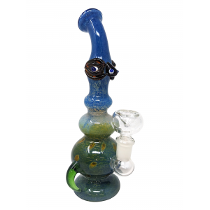8.5" Frit Ombre Bubble Body Dual Horn Water Pipe - [ZN21]