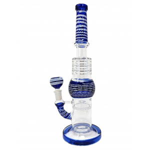 14" Assorted Gold Fumed Honeycomb Perc Multi Disc Neck Water Pipe Rig - [ZN3]