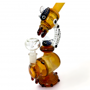 10" Gold Fumed Multi Marble Art Honey Bees Pollination Water Pipe - [ZN37]
