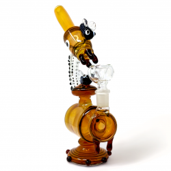 10" Gold Fumed Multi Marble Art Honey Bees Pollination Water Pipe - [ZN37]