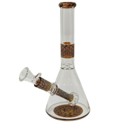 Honeycomb Accent Attached Down Stem Perc Beaker Water Pipe - [D1505]