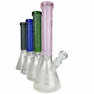 EG - 15" Etched Decal Diamond Beaker Water Pipe 14MM Female [EG-09] 