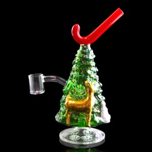 8" Christmas Theme Water Pipe - Glow In The Dark - [FGP5171]