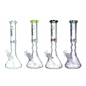 14.5" Clover Glass Beaker With Multi Dot Art Rim [WPB-82]
