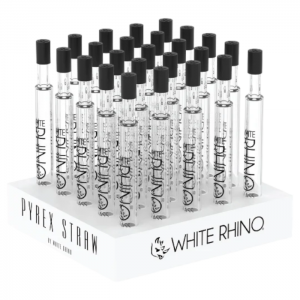 White Rhino Pyrex V2 Dab Straw w/ Silicone Cap - 25ct Display [NS1002]