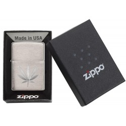 Zippo - Chrome Leaf Design Engraved
