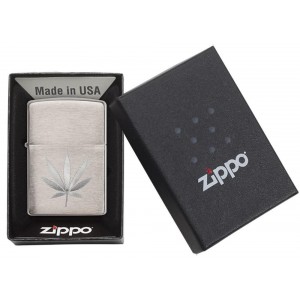 Zippo - Chrome Leaf Design Engraved