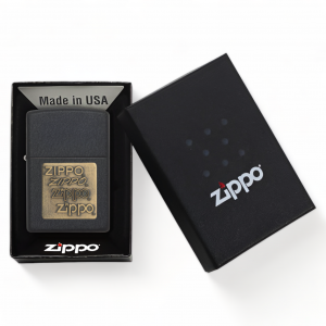 Zippo - Black Crackle Gold Zippo Logo [362]