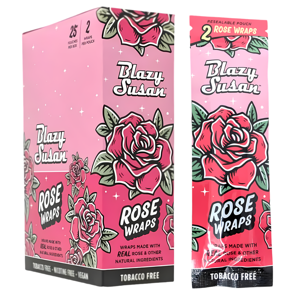 Blazy Susan Rose Wraps | Premium Pre-Rolled Cones available at Skygate Wholesale Blazy Susan Rose Wraps (25-pack, 2-count)