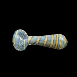 5" Gold Fumed Art Double Glass Spoon Hand Pipe [SG3056] 