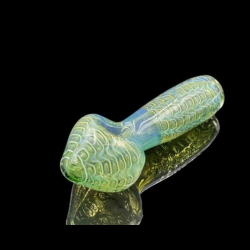 5" Gold Fumed Art Double Glass Spoon Hand Pipe [SG3122] 