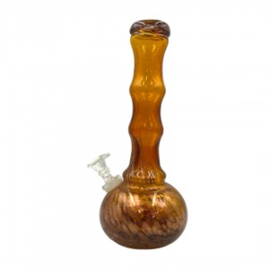 10" Round Base Bamboo Neck Soft Glass Water Pipe - Glass On Glass [E583701G]