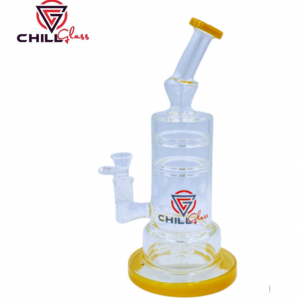 Chill Glass - 11" Color Tube 10 Arm Sprinkler Perc Banger Hanger Water Pipe 14MM Female [JLD-94] 