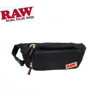 Rolling Papers X Raw Belt/Sling Bag - Black With Removable Foil Pouch