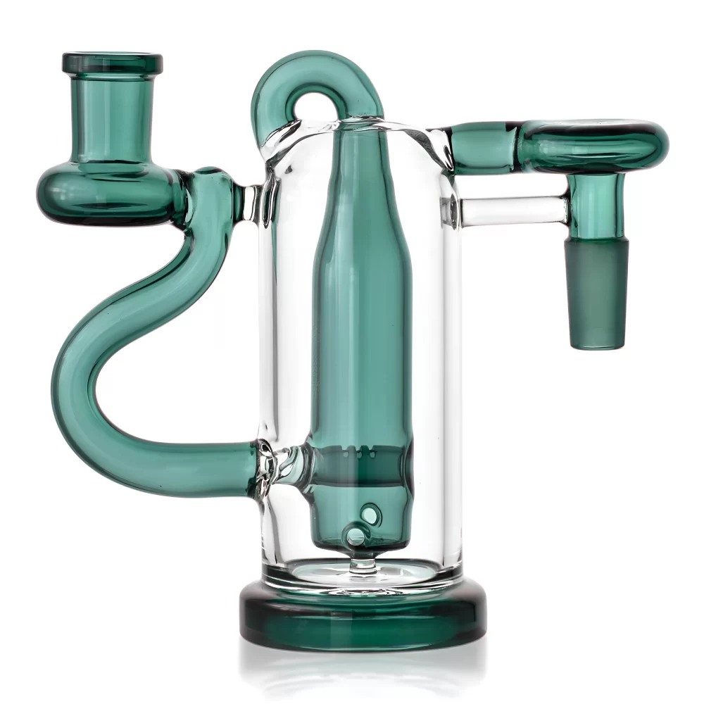 Double Arm Inline Perc Recycler Ash Catcher - 14mm 90° Connection 14mm Double Arm Inline Perc Recycler Ash Catcher with 90 Degree Joint