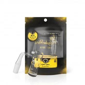 Honeybee Herb 10mm Male - Honey Well Quartz Banger - 90° Black Line