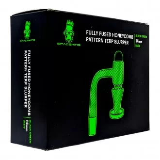 Space King - 14mm Male 90° Fully Fused Honeycomb Pattern Terp Slurper - Black/Green