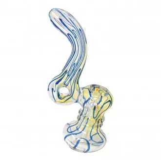 6.5" Gold Fumed Rim Art Donut Bubbler - [BK248]