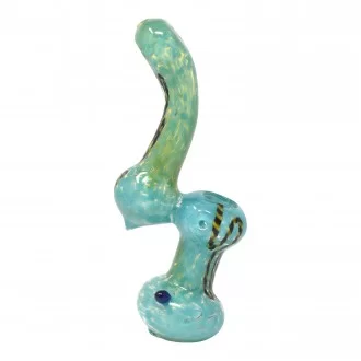 6.5" Frit Twisted Rope Art Bubbler Hand Pipe - [BK253]
