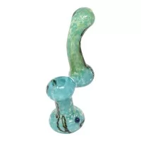 6.5" Frit Twisted Rope Art Bubbler Hand Pipe - [BK253]