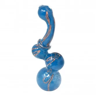 7" Frit & Ribbon Art Flat Mouth Bubbler Hand Pipe - [BK256]