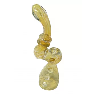 8" Silver Fumed Double Rim Multi Marble Bubbler Hand Pipe - [DJ586]