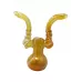 7.5" Gold Fumed Three Ring Double Mouth Bubbler Hand Pipe - [NAP07]
