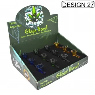 14mm Glass Bowls - Ignite Your Dabs, Spark The Adventure Bowls 12Ct Display