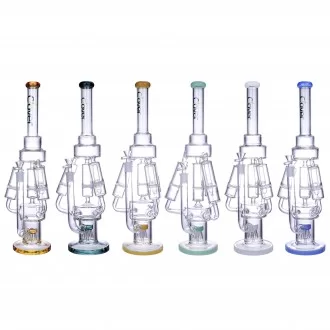 Clover Glass - 18" 5mm Quad-Honeycomb Perc W/ Jelly Fish Perc Recycler Water Pipe - [WPA-47]