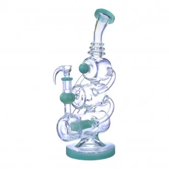 Clover Glass - 12" Triple Chamber Inline Perc Recycler Water Pipe - [WPC-298]