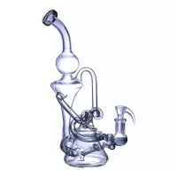 Clover Glass - 12" Twisted Vine Inline Perc Recycler Water Pipe - [WPD-288]