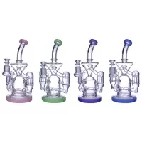 Clover Glass - 10" Dual Showerhead & Inline Perc Recycler Water Pipe - [WPD-304]
